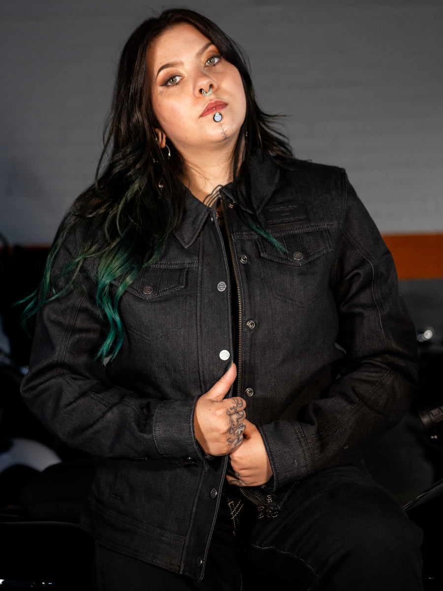 Harley-Davidson® Womens's Chisel Denim Trucker Riding Jacket 98119