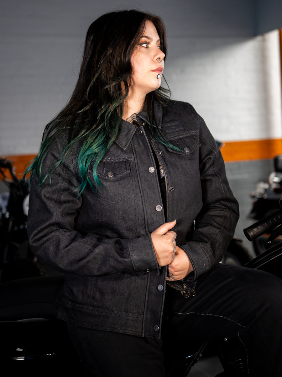 Harley-Davidson® Womens's Chisel Denim Trucker Riding Jacket 98119