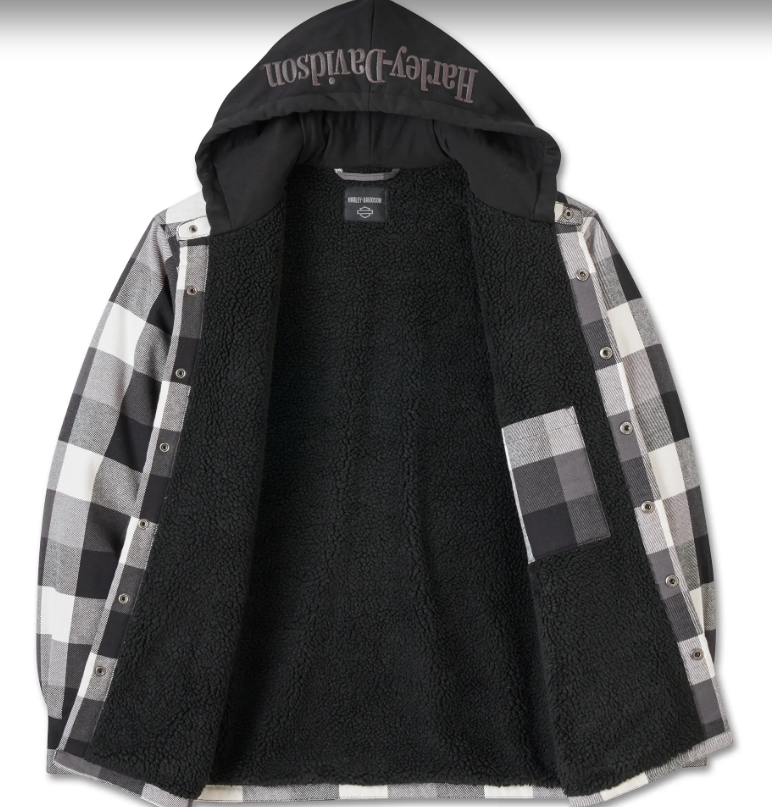 Harley Davidson チェック柄ジャケット ストリート 古着 Genuine Harley-Davidson Shirt Jacket Traveler Hooded Black/Grey