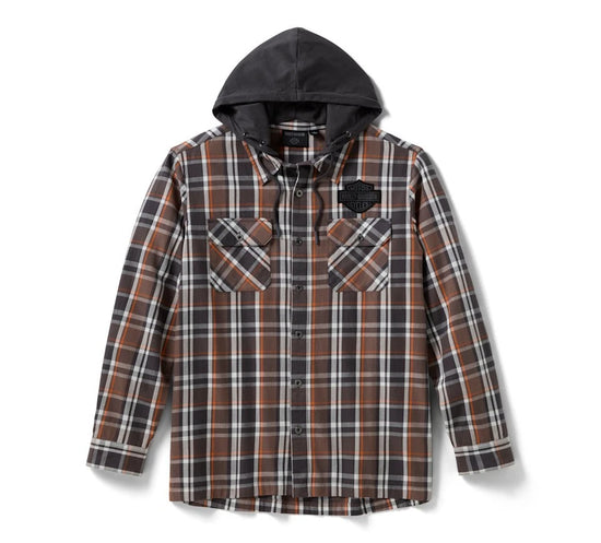 96215-26VM Harley-Davidson Woven Shirt Warm Grey/Dark Grey