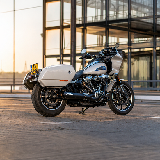 Dr. Jekill & Mr. Hyde Twenty-One Wrinkle Black Exhaust Harley-Davidson Low Rider ST, Low Rider S & Street Bob 2025–2026 EP-252872 — J&H's photograph of the Twenty-One system on a Harley-Davidson Softail
