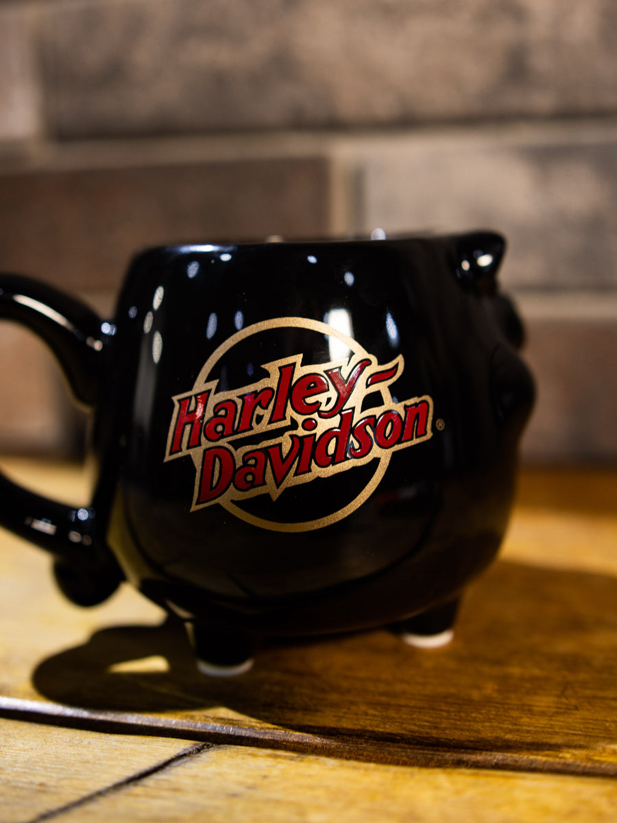 Tazza Harley-Davidson Core Sculpted Hog 14 Oz - Ceramica Nera Sagomata Con Logo Su Entrambi I Lati - Microonde E Lavastoviglie - 4