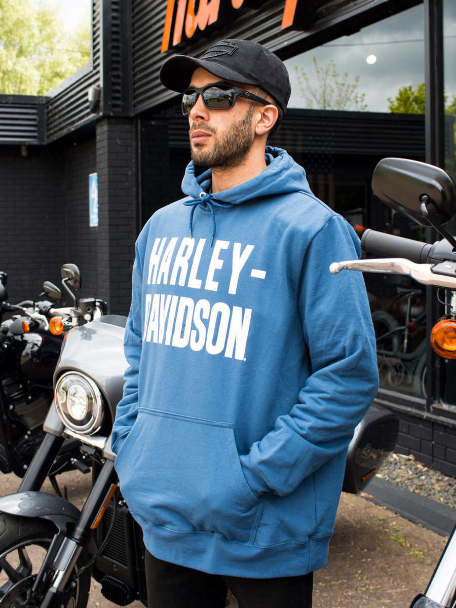 Harley Davidson Men's Hoodie - Blue - L