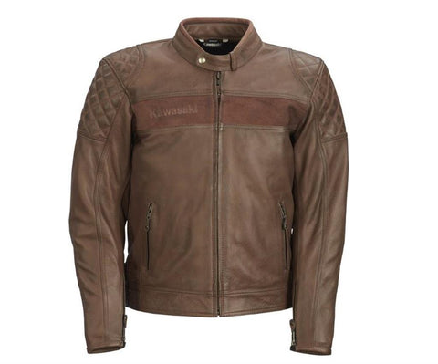 Kawasaki 104CRM22102L LONDON BROWN LEATHER JACKET (male) 2XL