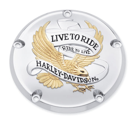 Harley Davidson 25340-99A Live To Ride Derby Cover DERBY CVR,5-HOLE,L-R, GOLD