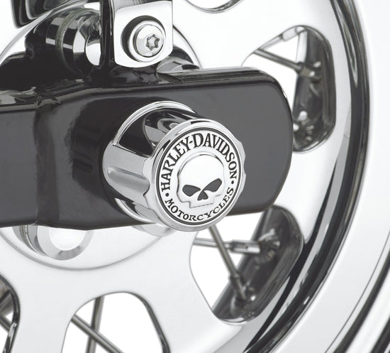 Harley Davidson 41706-09A Willie G Skull Rear Axle Nut Covers KIT-COVER,RR AXLE NUT,SKULL,DYN/SFTL