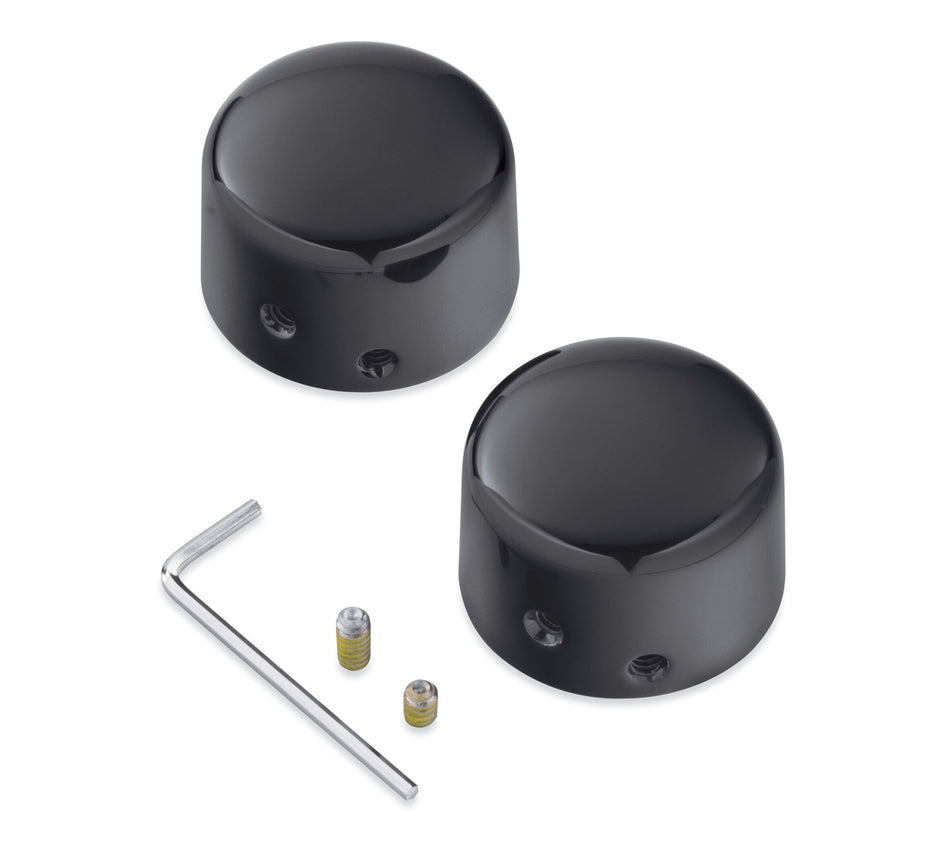 Harley Davidson 43000026 Front Axle Nut Covers KIT-COVER,FRONT AXLE,BLACK, DIE CAST