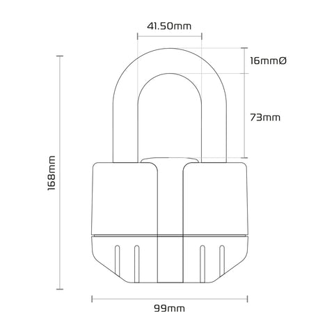 BOSS ALARM 16MM BLACK + 12MM X 1.5M CHAIN - LK481