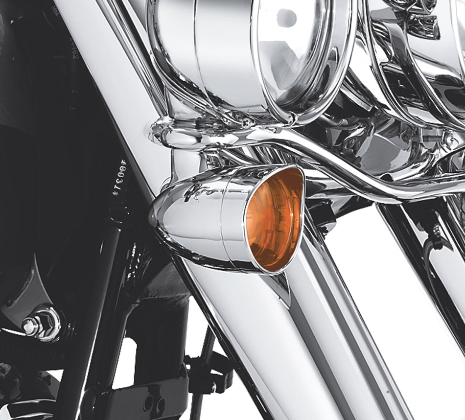 Harley Davidson 69756-05 Front or Rear Turn Signal Visor Kit BULLET T/S LENS W/ VISOR, AMBE