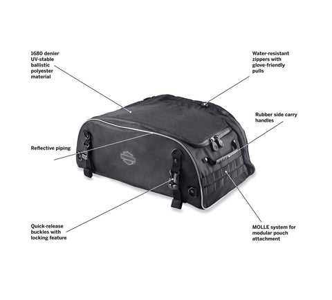 Harley Davidson 93300124 Onyx Premium Luggage Collapsible Tour-Pak Rack Bag KIT,STOR,PREM,BAG,T-PAK,COLLAPSIBLE