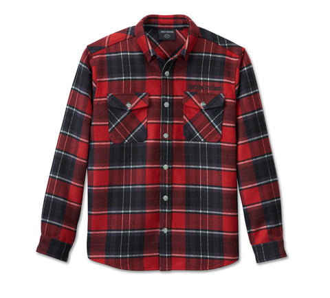 Genuine Harley-Davidson®  Men's Harley-Davidson Premium Overshirt - Plaid - Chili Pepper & Sassafrass 96142-25VM