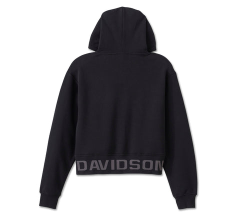 Genuine Harley-Davidson®  Cropped Full Zip Hoodie - Harley Black 96154-25VW
