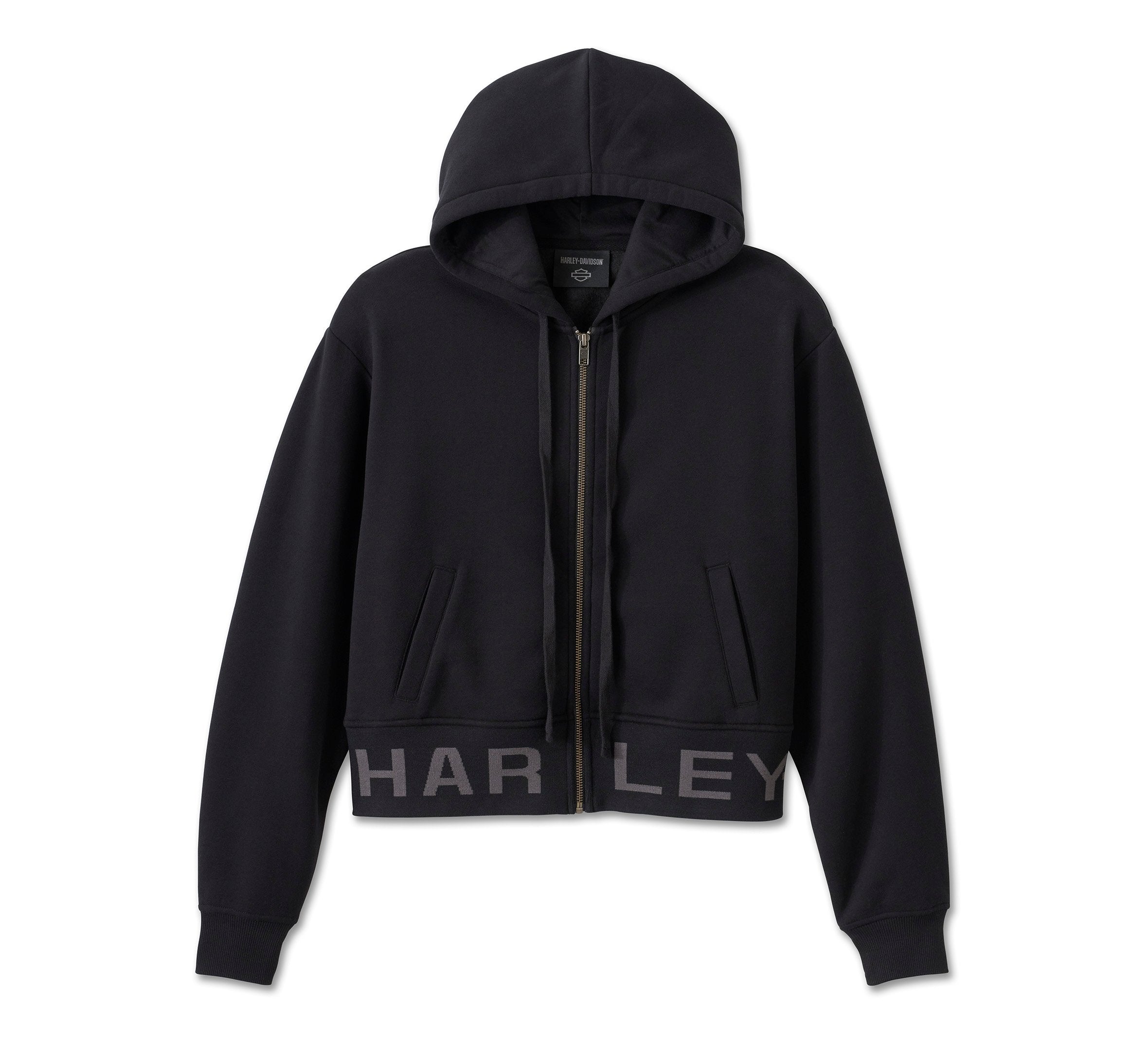 Genuine Harley-Davidson® Cropped Full Zip Hoodie - Harley Black