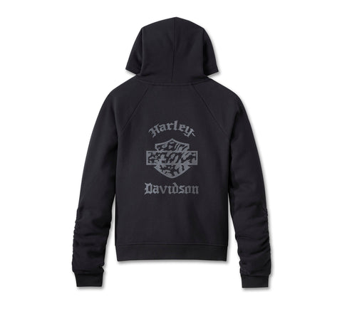 Genuine Harley-Davidson®  Women's Wild Cat Bar & Shield Raglan Hoodie - Harley Black 96223-25VW