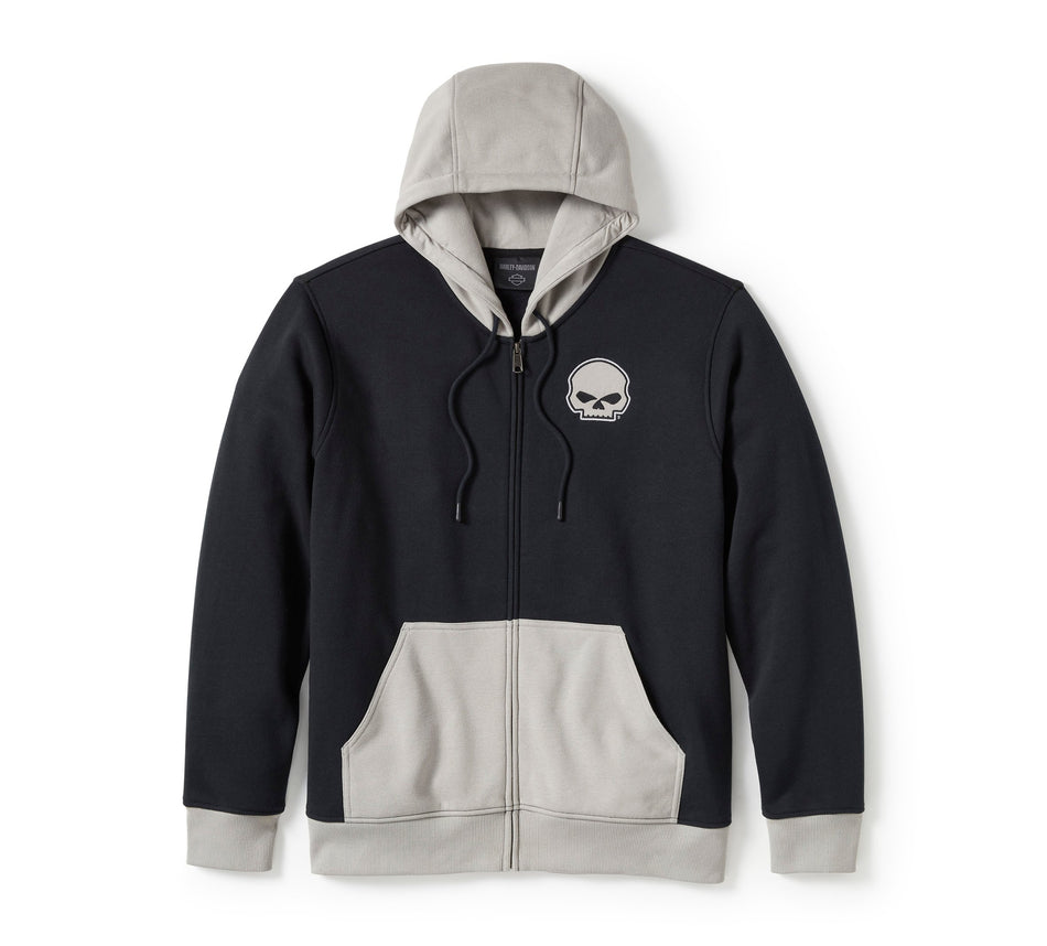 Genuine Harley-Davidson® Men's Willie G Skull Colorblock Zip Front Hoodie 96360-25VM