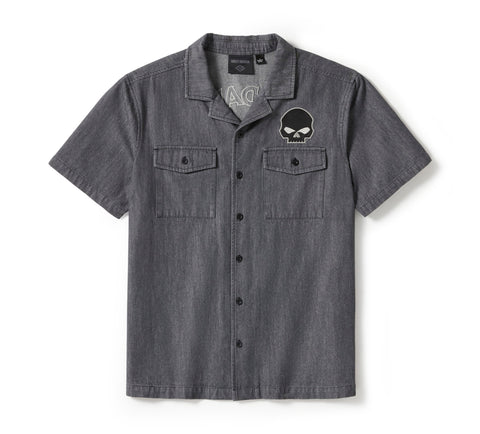 Genuine Harley-Davidson® Men's Willie G Skull Denim Shirt 96383-25VM