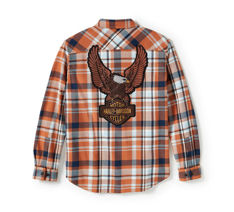 Harley Davidson Eagle Long Sleeve Flannel Shirt Plaid 96393-25VM