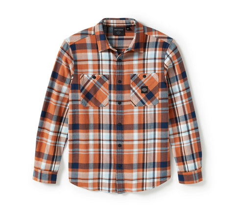 Harley Davidson Eagle Long Sleeve Flannel Shirt Plaid 96393-25VM