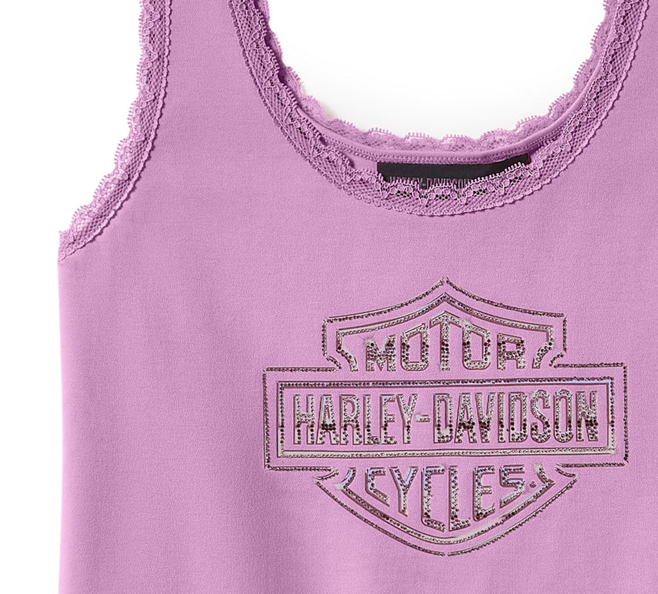 Harley Davidson Women's Essential Bling Lace Trim Tank 96600-25VW