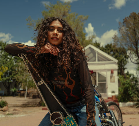 Harley-Davidson Women's Flames For Days Mesh Top - Harley Black 96763-25VW