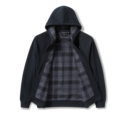 Harley-Davidson Men's Plaid Lined Zip Hoodie - Harley Black 96783-25VM