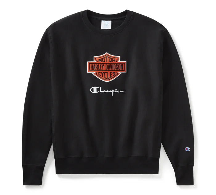 Champion x Harley-Davidson Fanatic Crew Neck Sweatshirt 96864-24VM - Black & Orange Champion