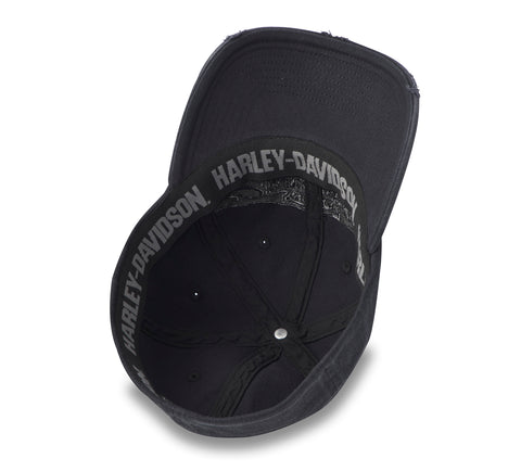 Harley Davidson Flying Lap Distressed Stretch-Fit Cap - Harley Black