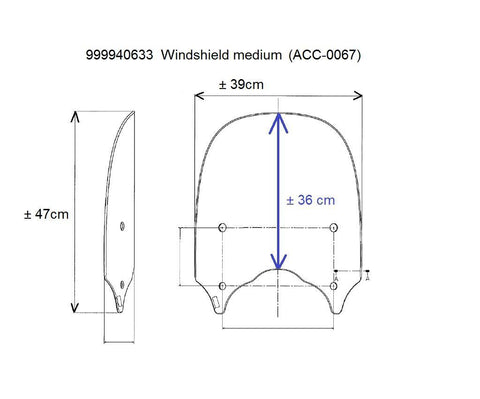 Kawasaki Windshield Medium (Quick Release) 999940633  Windshield Medium (Clear)