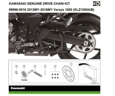 Kawasaki 999965011 Genuine chain and sprocket kits Genuine chain kit Z800 (ZR800A/B/C/D)