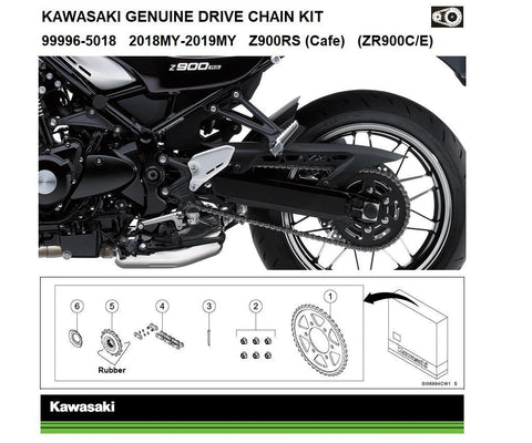 Kawasaki 999965026 Genuine chain and sprocket kits Genuine chain kit Z650 (ER650K), Ninja 650 (EX650M)...