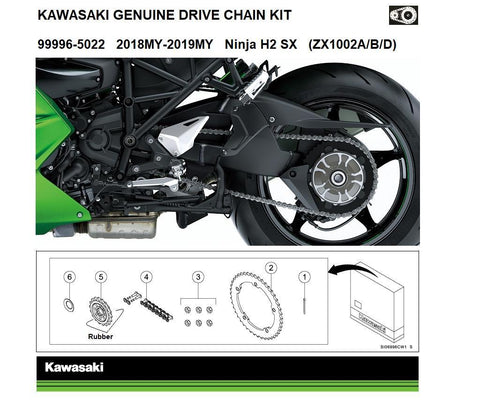 Kawasaki 999965026 Genuine chain and sprocket kits Genuine chain kit Z650 (ER650K), Ninja 650 (EX650M)...