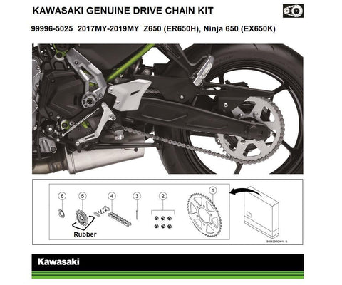 Kawasaki 999965024 Genuine chain and sprocket kits Genuine chain kit ER-6n/f (ER/EX650E/F) Versys650 (LE650E/F)...