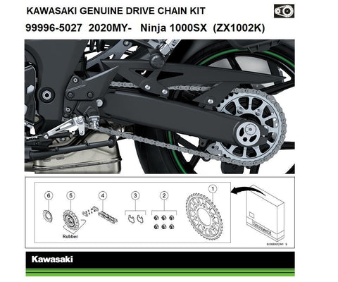 Kawasaki 999965026 Genuine chain and sprocket kits Genuine chain kit Z650 (ER650K), Ninja 650 (EX650M)...