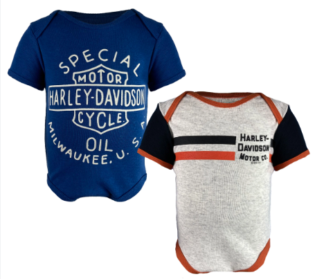 Genuine Harley-Davidson® Infant Ribbed 2 Pack Bodysuits Blue/Cream 3059240