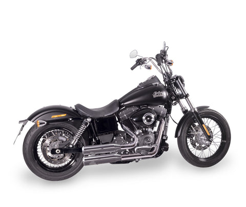 Dr. Jekill & Mr. Hyde Shorty Chrome Exhaust Harley-Davidson CVO & Dyna 2007–2011 — 3.5 inch Streetfighter Blank (EP-111050) — V-Strike Even Chrome headers