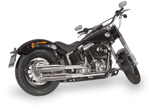 Dr. Jekill & Mr. Hyde Shorty Chrome Exhaust Harley-Davidson Crossbones & Softail Deluxe 2005–2010 — 3.5 inch Slashcut Chrome (EP-111316)