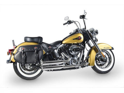 Dr. Jekill & Mr. Hyde Shorty Chrome Exhaust Harley-Davidson Softail 2000–2002 — 3.5 inch Big Shot Chrome (EP-111512) — V-Strike Even Chrome headers