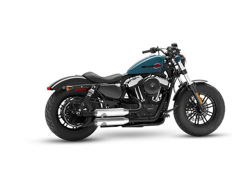 Dr. Jekill & Mr. Hyde Shorty Chrome Exhaust Harley-Davidson Sportster 2004–2013 — 3.5 inch Streetfighter Blank (EP-111646) — V-Strike Even Wrinkle Black headers