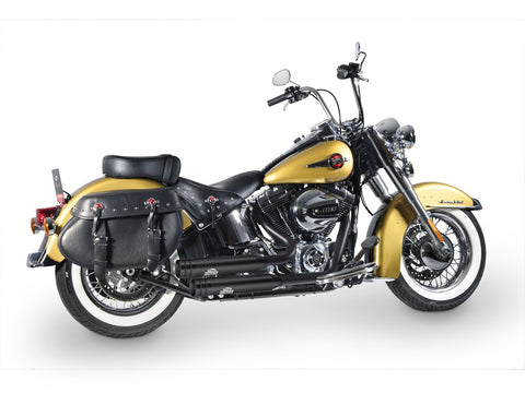 Dr. Jekill & Mr. Hyde Shorty Wrinkle Black Exhaust Harley-Davidson Softail 1984–1999 — 3.5 inch Big Shot Wrinkle Black (EP-113399) — V-Strike Uneven Wrinkle Black headers