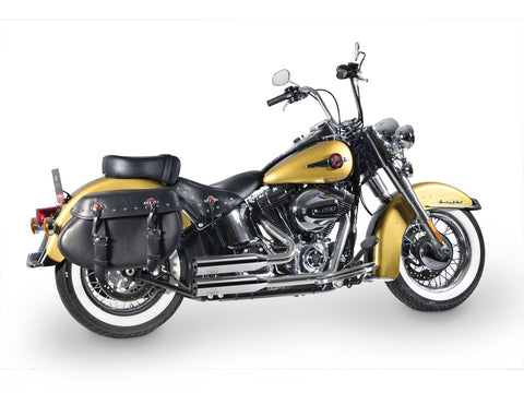 Dr. Jekill & Mr. Hyde Shorty Chrome Exhaust Harley-Davidson Softail & CVO 2007–2010 — 3.5 inch Streetfighter Wrinkle Black (EP-113504) — V-Strike Even Chrome headers
