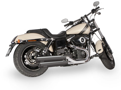 Dr. Jekill & Mr. Hyde Fatbob Wrinkle Black Exhaust Harley-Davidson CVO Screamin Eagle Fat Bob, Fat Bob & Wide Glide 2008–2011 — 3.5 inch Streetfighter Wrinkle Black (EP-113569)