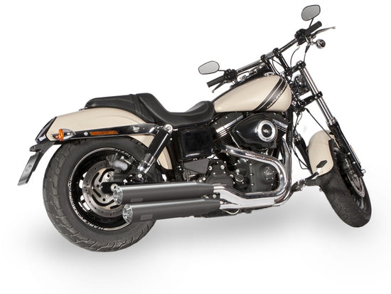 Dr. Jekill & Mr. Hyde Fatbob Wrinkle Black Exhaust Harley-Davidson CVO Screamin Eagle Fat Bob, Fat Bob & Wide Glide 2008–2011 — 3.5 inch Streetfighter Blank (EP-113570)