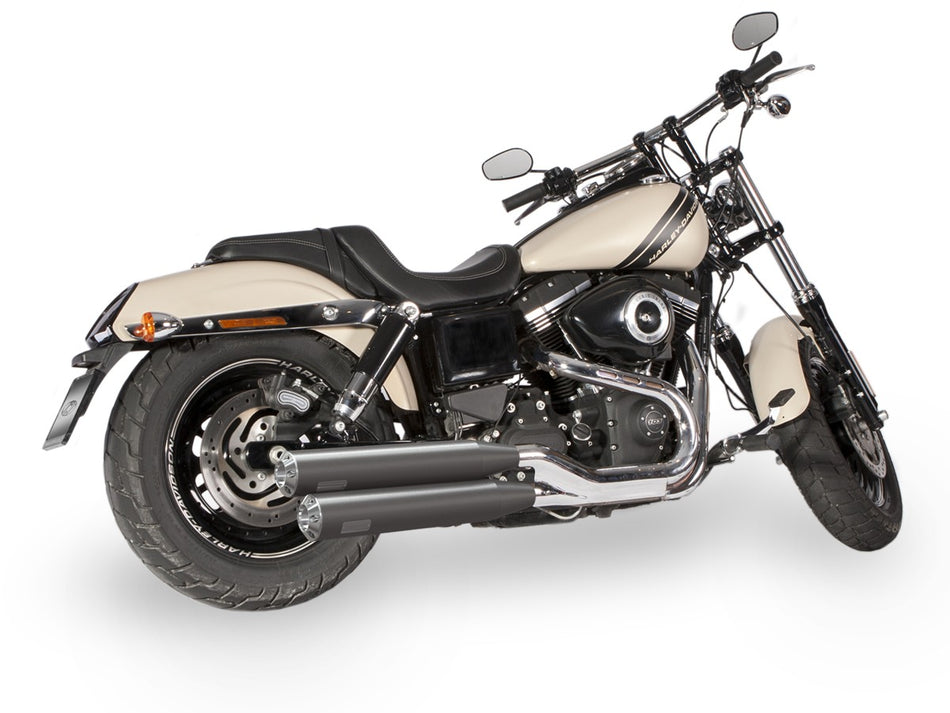 Dr. Jekill & Mr. Hyde Fatbob Wrinkle Black Exhaust Harley-Davidson CVO Screamin Eagle Fat Bob, Fat Bob & Wide Glide 2008–2011 — 3.5 inch Streetfighter Blank (EP-113570)