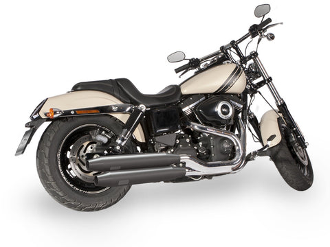 Dr. Jekill & Mr. Hyde Fatbob Wrinkle Black Exhaust Harley-Davidson CVO Screamin Eagle Fat Bob, Fat Bob & Wide Glide 2008–2011 — 3.5 inch Tapered Wrinkle Black (EP-113573)