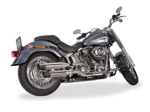 Dr. Jekill & Mr. Hyde Shorty Chrome Exhaust Harley-Davidson Fat Boy up to 103 2003–2006 — 3.5 inch Big Shot Wrinkle Black (EP-113683)