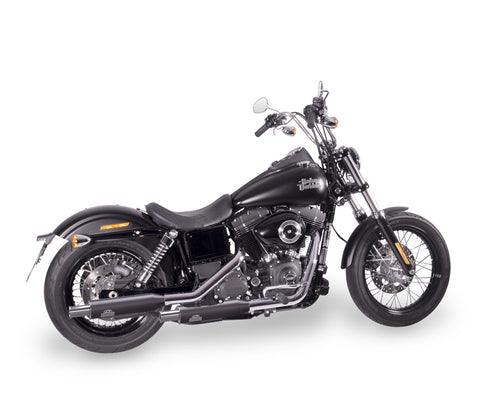 Dr. Jekill & Mr. Hyde Shorty Wrinkle Black Exhaust Harley-Davidson Dyna 2012–2016 — 3.5 inch Vintage Stainless Steel (EP-123703)