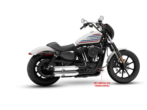 Dr. Jekill & Mr. Hyde Shorty Chrome Exhaust Harley-Davidson Iron 883 & Superlow 2017–2020 — 3.5 inch Big Shot Chrome (EP-140071) — V-Strike Even Wrinkle Black headers