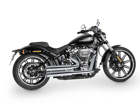 Dr. Jekill & Mr. Hyde Jekill Bomb Chrome Exhaust Harley-Davidson Breakout 114 & Fat Boy 114 2018–2020 — 3.5 inch Big Shot Chrome (EP-141012) — V-Strike Even Wide Chrome headers