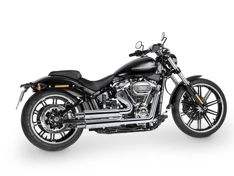 Dr. Jekill & Mr. Hyde Jekill Bomb Chrome Exhaust Harley-Davidson Breakout 114 & Fat Boy 114 2018–2020 — 3.5 inch Vintage Stainless Steel (EP-141018) — V-Strike Even Wide Chrome headers