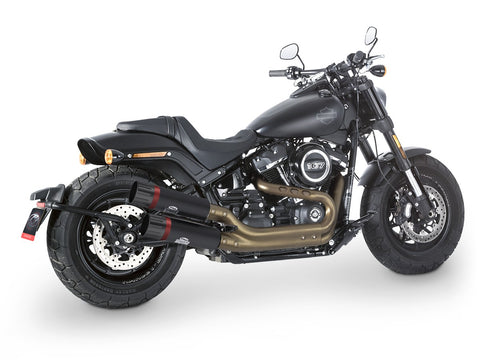 Dr. Jekill & Mr. Hyde Fat Bomb (OEM) Wrinkle Black Exhaust Harley-Davidson Fat Bob 107 2018–2020 — 4.0 inch CVO end cap adapter Red (EP-141530)